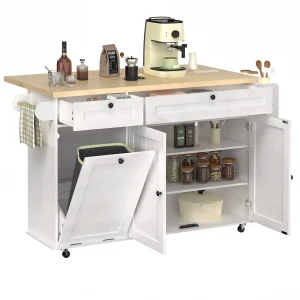 60" Mobile Kitchen Islands with Power Outlet