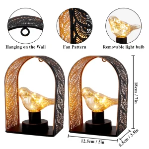 Set of 2 Bird Bulb Wall Lamps