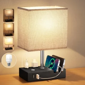 Bedside Table Lamp With Dual Fast USB Charging Ports